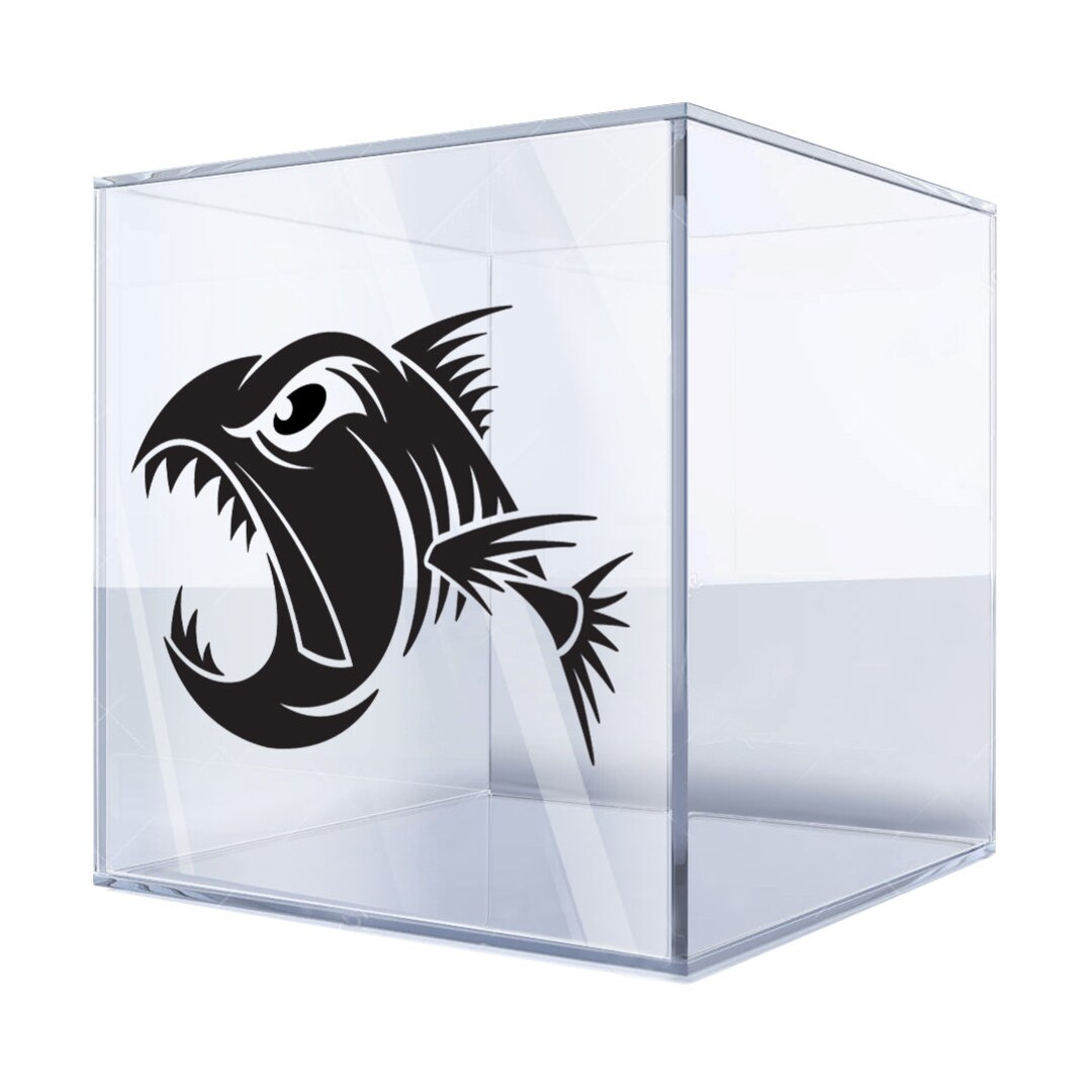 Aggressive Fish Skeleton Vinyl Sticker – Bold Fish Bone Fishing Design ...