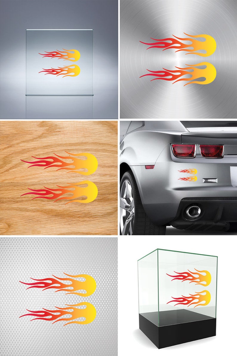 Red Flames Sticker Flame Decal Sticker – Bold Red and Yellow Flame Vinyl for Cars ...
