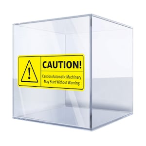 Caution Automatic Machinery Warning Sign Decal – High-Visibility Safety Sticker for Industrial Use, Durable & Waterproof B4M7I