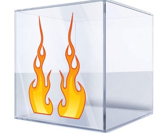 Flame Decal Sticker Set – Vibrant Orange and Yellow Fire Design, Car or Motorcycle Vinyl Decals for Customization, Set of 2 AF7BF