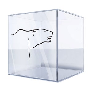 Minimalistische sticker ijsbeer – elegante sticker met lijntekeningen voor auto&#39;s, laptops en woondecoratie, duurzaam zwart vinyl AD47U