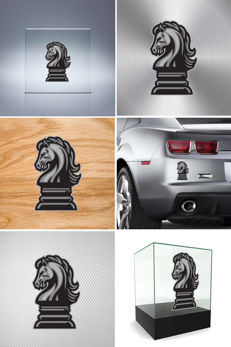 Chess Car Sticker Chess Knight Silhouette Sticker – Black and Gray Vinyl Decal for ...