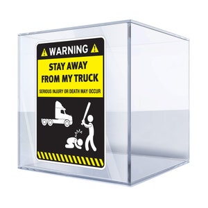 Warning Stay Away From My Truck Sticker – Durable Vinyl Safety Decal with Bold Text and Graphics, Yellow and Black B4AMA