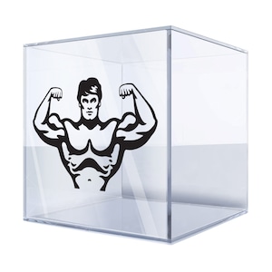 Flexing Bodybuilder Sticker – Bold Muscle Man Silhouette Decal, Durable Vinyl Gym Decor for Laptops, Cars, and Walls BFFBF