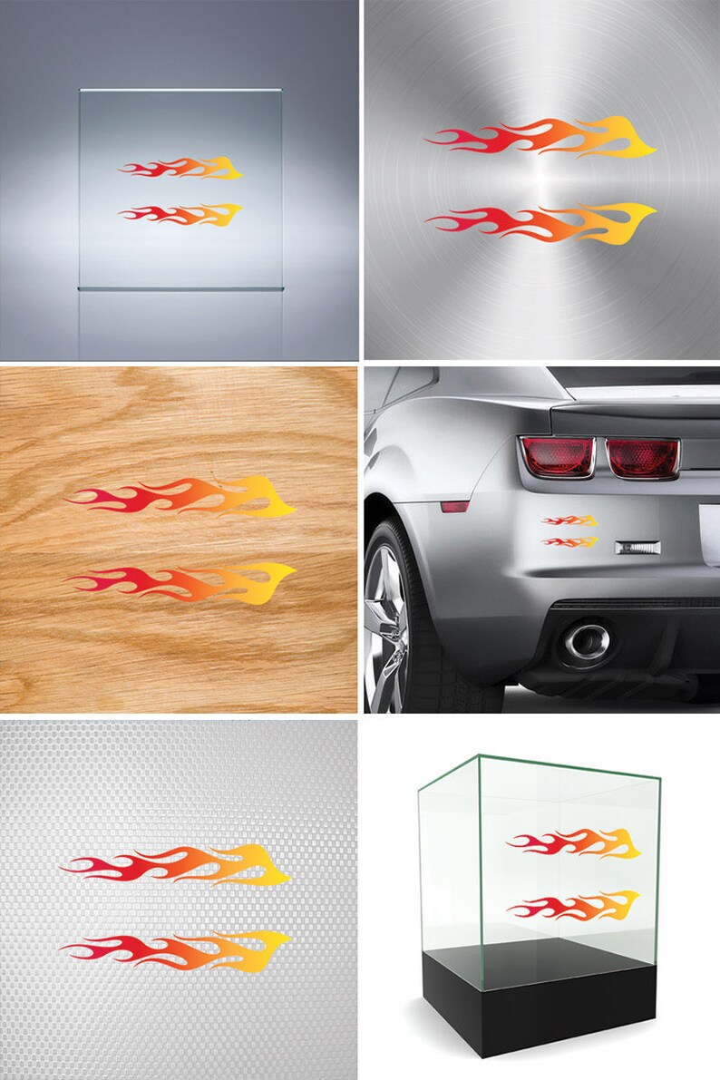 Flame Decals – Bold Vinyl Stickers With Red and Yellow Gradient Flames ...