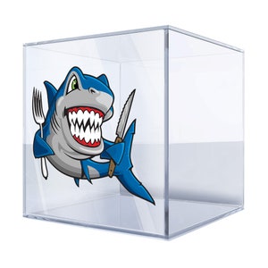 Sticker dessin animé requin affamé - Sticker en vinyle amusant pour voitures, ordinateurs portables et équipements, design durable et résistant aux intempéries AB7M4