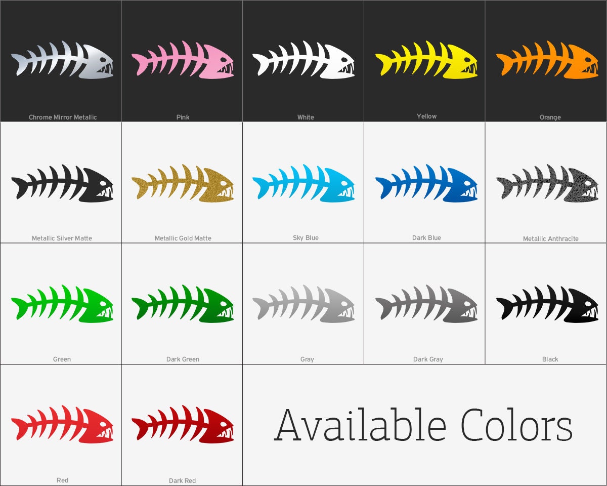 Aggressive Fishbone Silhouette Sticker – Bold Fish Skeleton Decal for ...