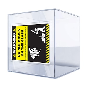 Warning: Do Not Knock on the Glass Sticker – Humorous Vinyl Decal for Aquariums, Glass Displays, and Personal Spaces B4BIS