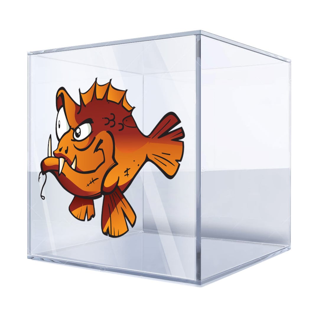 Angry Cartoon Fish Sticker – Fun Fierce Fish Reef Vinyl Decal, Durable ...