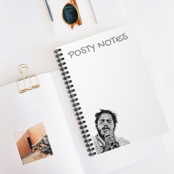 Post Malone Spiral Notebook -Posty Notebook Cover - Hip-Hop Music Journal - Musician Fan Art - Unique Gift  Spiral Notebook - Ruled Line