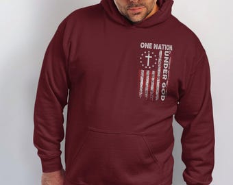 Patriotic Hoodie: One Nation Under God Flag, Unisex Sweatshirt