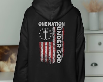 Patriotic Hoodie: One Nation Under God Flag, Unisex Sweatshirt