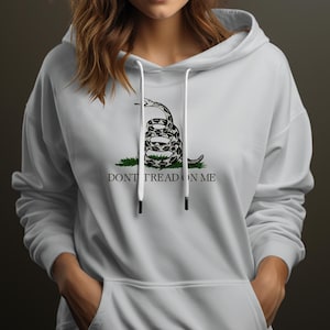 Don’t Tread on Me Hoodie, Gadsden Flag Snake Design, Patriotic Graphic Sweatshirt or Tee – Freedom Statement Apparel for Men & Women