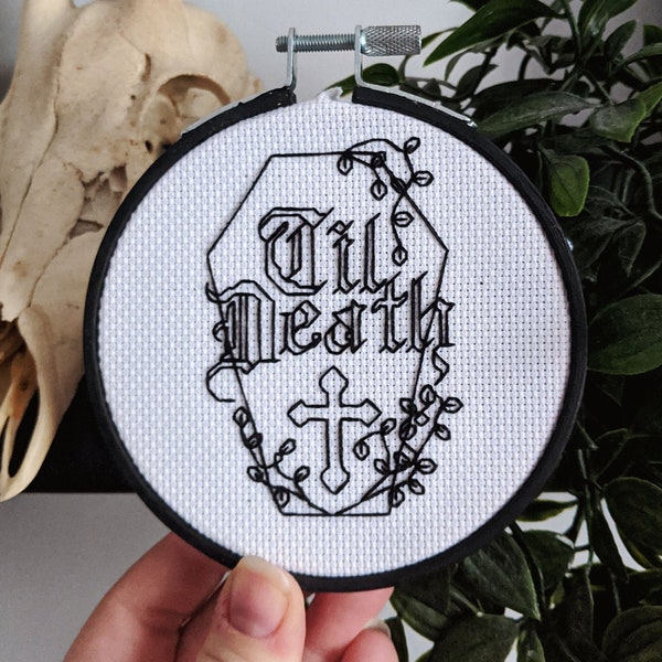 Til Death Coffin Embroidery Pattern / Backstitch / Cross stitch pattern