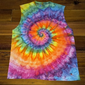 2XL Adult Men's Muscle Rainbow Spiral Tank Top | BWagnuka