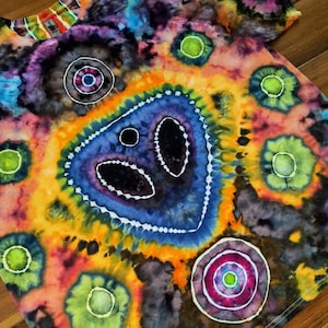 CUSTOM Alien with Orbs Long or Short Sleeve Tie Dye Tee Shirt | You choose your colors | BWagnuka