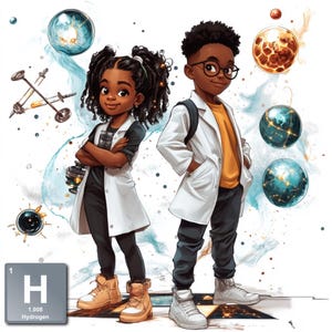 STEM Science Die Periodensystem-Sammlung digitaler Download Lernkarten Für Kinder Erstes Element Wasserstoff Perfekt für junge Wissenschaftler.
