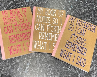 Note book,personalised, f**king notebook , notes, funny note books,rude notebooks , personalised gift.notes for notebook