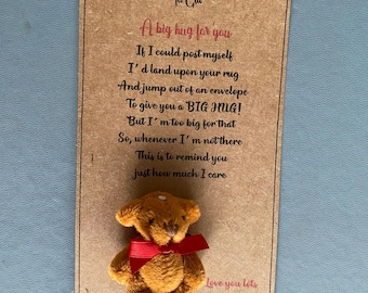 Bear hug, send a bear hug, personalised note,special bear,