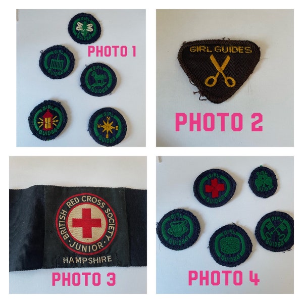 Girl Guide vintage badges,felt badges, arm sleeve armband