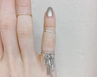 Finger Fringe Pinky Ring in Recycled Sterling Silver or 14k Gold Filled