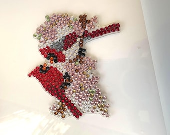 Pintura de diamantes Cardinal Magnet: Dos pájaros en una rama
