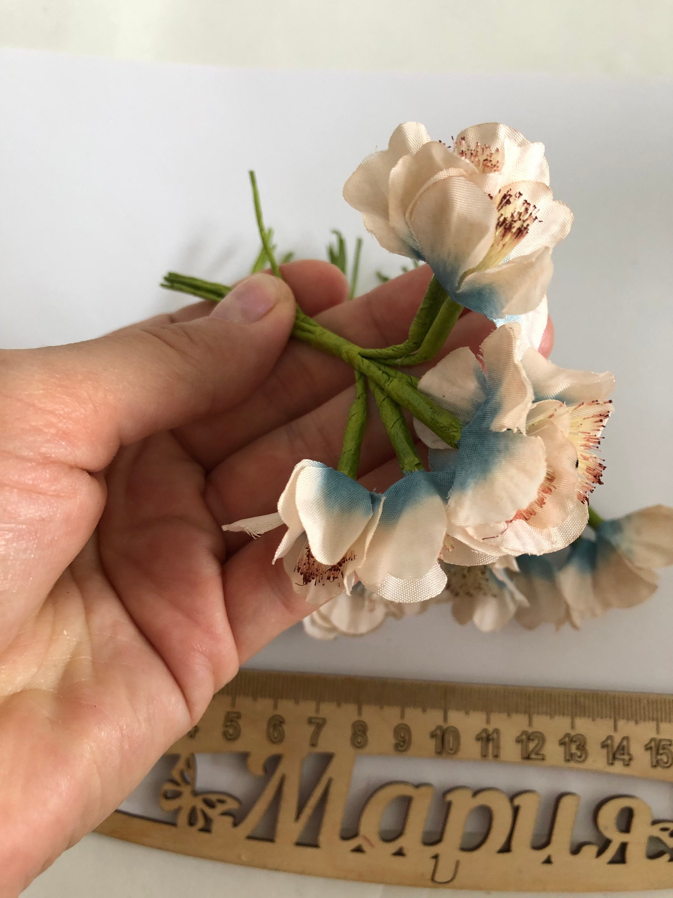 6 pcs Mini silk flowers Tea Roses with Wire stems Craft Etsy