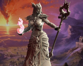 Elf Sorceress Mage Miniature for Dungeons and Dragons Tabletop RPG