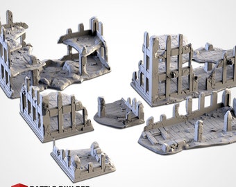 Conjunto de ruinas urbanas – Terreno de fantasía para juegos de mesa – Escenografía para DnD/RPG