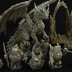 Terra Viventium Basalt Earth Elementals by Print Your Monsters | Dungeons and Dragons | DnD | Tabletop Games | Wargames | Resin Miniature
