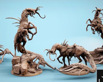 Corrupted Horse Centipede Abomination Miniature Set for Dungeons and Dragons Tabletop RPG