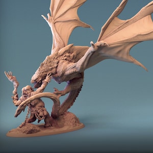 Sand Wyvern Attack • People Of Dunnari • Rescale Miniatures | Dungeons and Dragons | D&D | Tabletop Games | Wargames | Resin Miniature
