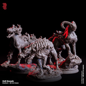 Hell Hounds (3 Poses) • The City Of Demons • by Flesh Of Gods | Dungeons and Dragons | Tabletop Games | Wargames | Resin Miniature