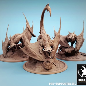 Wyvern Soldiers (3 Poses) • Swarm of the Vouivre • by Rescale Miniatures |Dungeons and Dragons | Tabletop Games | Wargames | Resin Miniature
