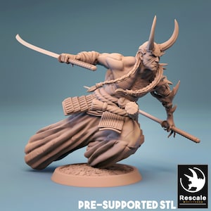 Samurái Demonio / Oni Samurái • Japón • por Rescale Miniatures / Dungeons and Dragons / D&D / Juegos de Mesa / Juegos de Guerra / Miniatura de Resina
