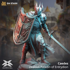 Caedes – Gorliwy Paladyn Erdrydionu • Poza Niebem i Piekło • autorstwa DM Stash | Dungeons and Dragons | DnD | Gry planszowe | Figurka z żywicy