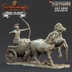 Greek Chariot • Greek Mythology PT2 • by Clay Cyanide | Dungeons and Dragons | D&D | Tabletop Games | Wargames | Resin Miniature