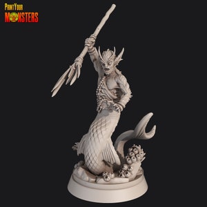 Merman • Dark Water Sanctum • by Print Your Monsters | Dungeons and Dragons | D&D | DnD | Tabletop Games | Wargames | Resin Miniature