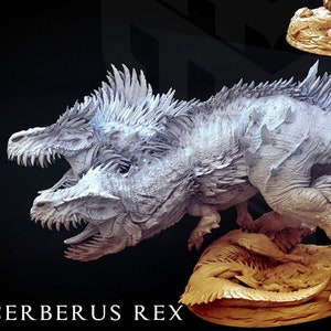 Miniatura de Cerberus T-Rex para RPG de mesa Dungeons and Dragons