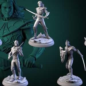 Drow Warriors Male (6 Poses) • Songs of Twilight • by White Werewolf Tavern | Dungeons and Dragons | Tabletop Games | Resin Miniature