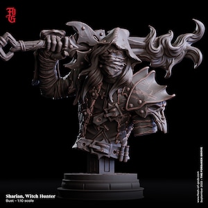 Sharian Witch Hunter Bust • The Forsaken Grove • by Flesh Of Gods | Dungeons and Dragons | Tabletop Games | Wargames | Resin Miniature