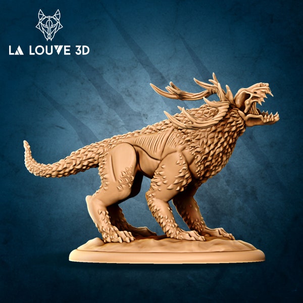 Horned Hound (2 poses) • Dangerous Monsters • by La Louve 3D | Dungeons and Dragons | D&D | Tabletop Games | Wargames | Resin Miniature