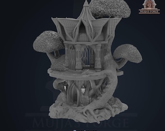 Elven Tree House – Fantasy Tabletop Terrain – DnD/RPG Scenery