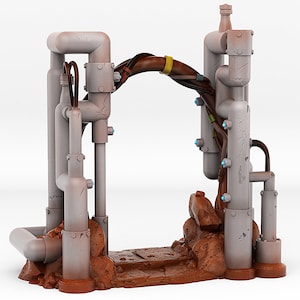 Martian Pipes Portal • Fantastische portalen en effecten • door Print Your Monsters | Dungeons and Dragons Tabletop Games | Hars Miniatuur