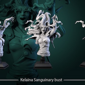 Kelaina Sanguinary Bust • Songs of Charm • by White Werewolf Tavern | Dungeons and Dragons | Tabletop Games | Wargames | Resin Miniature
