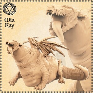 Fat Dragons (2 Poses) for Dungeons and Dragons | D&D | M3DM | RPG | DnD | Tabletop Games | Wargames | Resin Miniature