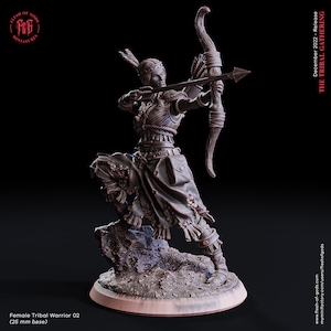 Female Tribal Warrior 2 • The Tribal Gathering • door Flesh Of Gods | Dungeons and Dragons | Tafelblad Games | Wargames | Hars Miniatuur