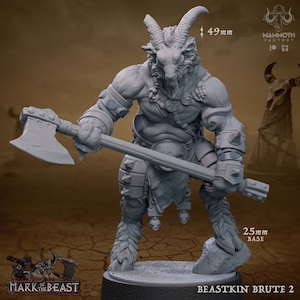 Beastkin Brute 2 • Mark of the Beast • autorstwa Mammoth Factory | Dungeons and Dragons | Gry planszowe | Miniatura z żywicy