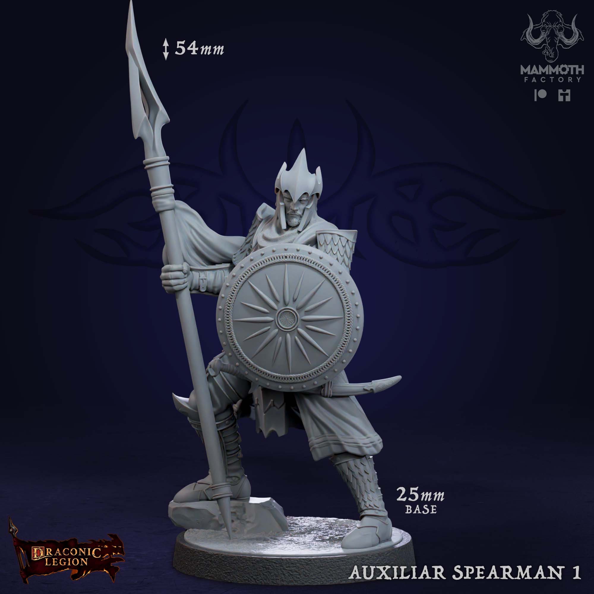 Auxiliar Spearmen (7 Poses) • Draconic Legion • by Mammoth Factory | Dungeons and Dragons | Tabletop Games | Resin Miniature