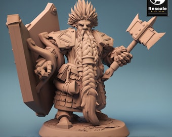 Dwarf Axe Soldier Miniature Set for Dungeons and Dragons Tabletop RPG